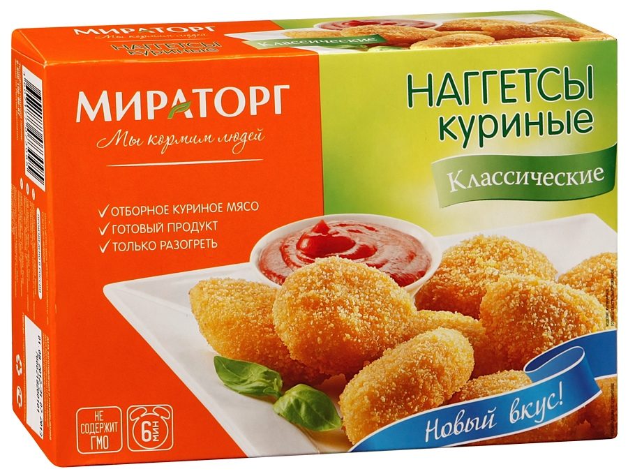 Так выглядят куриные наггетсы мираторг в упаковке