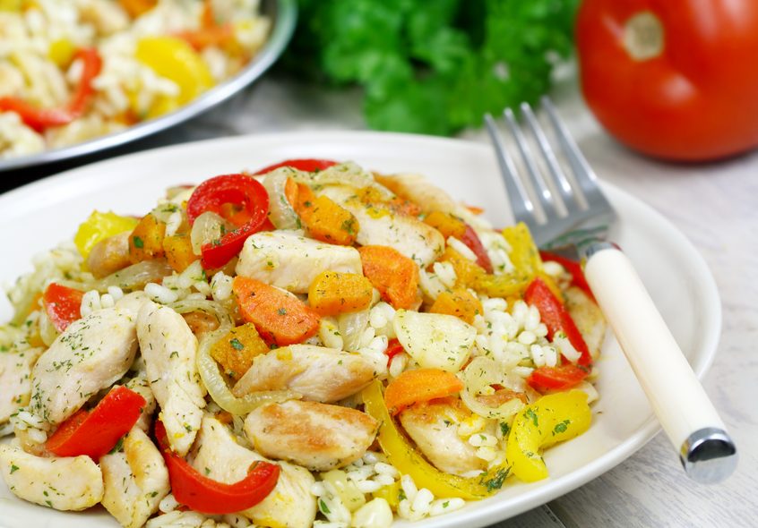 С мясом и овощами