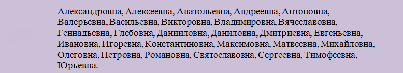 Какое отчество подходит девочке к имени екатерина?