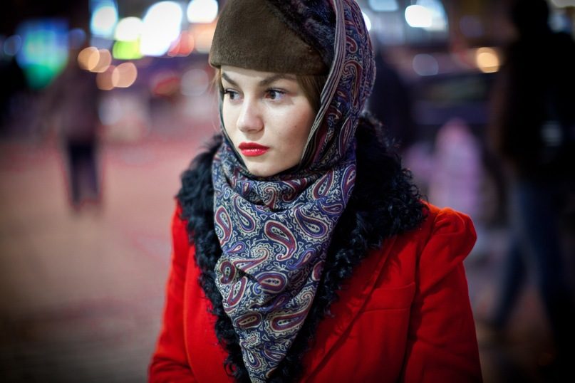 Сочетание платка и шапки