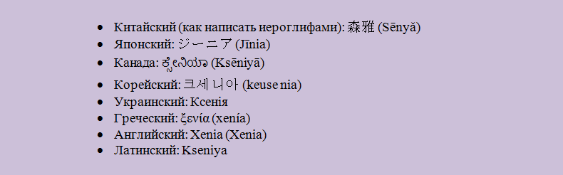 Имя ксения, оксана, ксюша на английском, латинском, разных языках