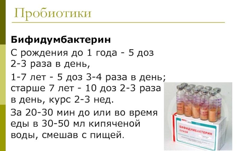 Применение бифидумбактерина