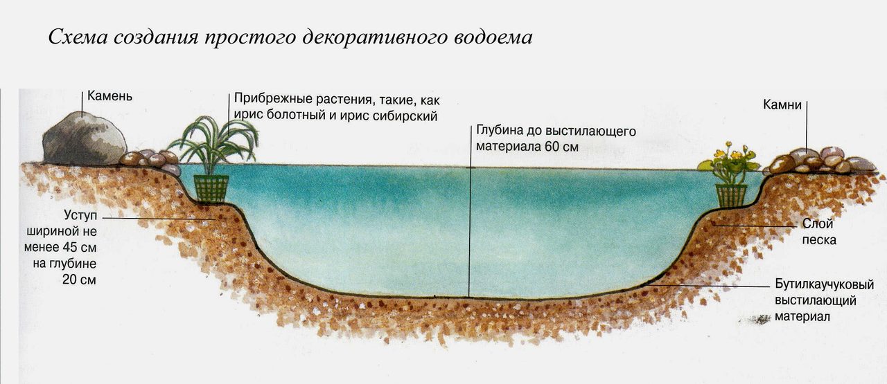 Схема пруда для альпийской горки