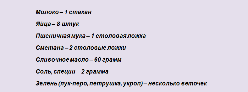 Ингредиенты для яичной пышной драчены