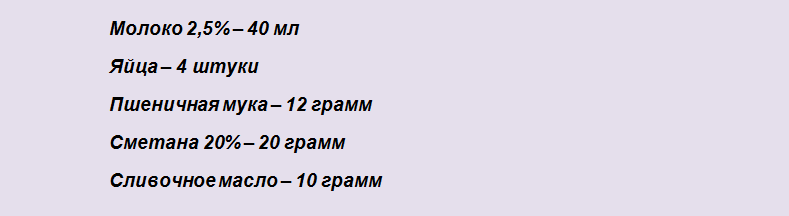Ингредиенты для яичной пышной драчены