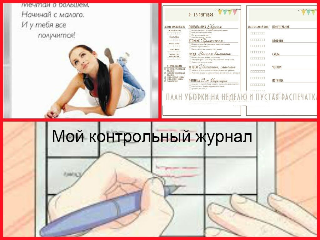 Коллаж из страниц из контрольного журнала по флай леди