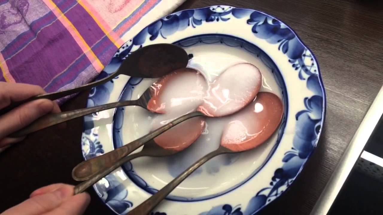Чистка медных ложек