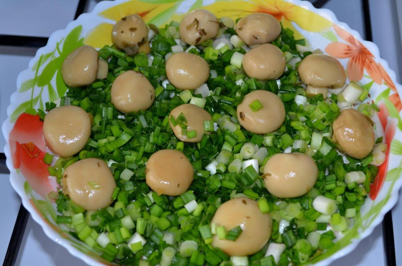 Постный салат грибная поляна