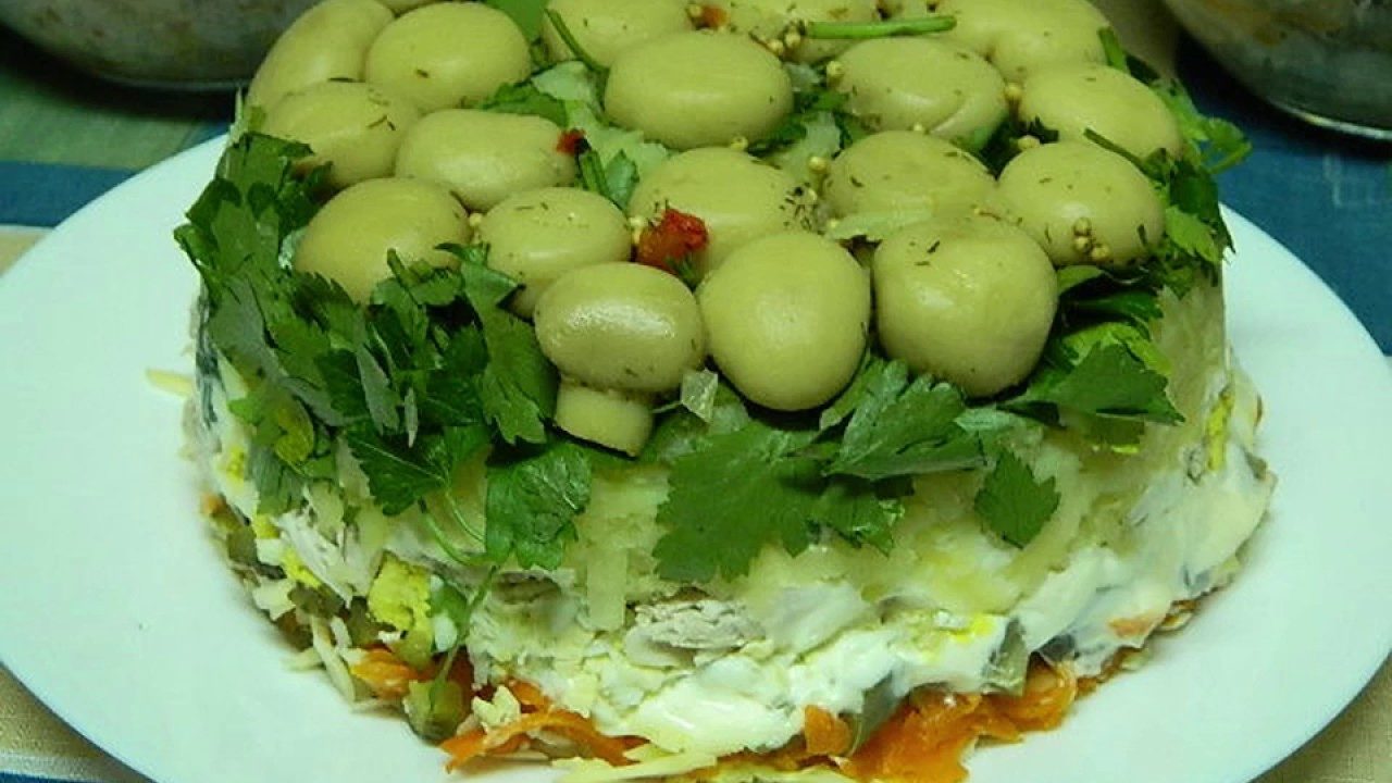 Грибная поляна с шампиньонами