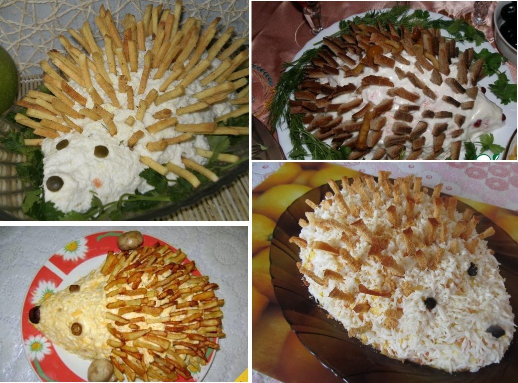 Украшение салата сухариками