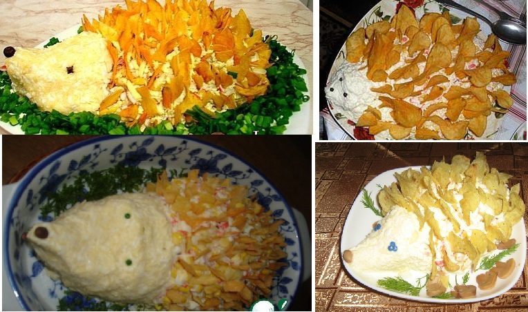 Украшение салата чипсами