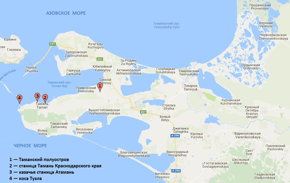 Карта полуострова тамань