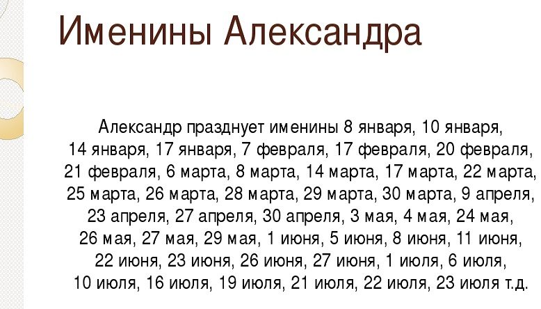 Именины александра