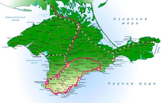 Увеличенная карта крымского полуострова