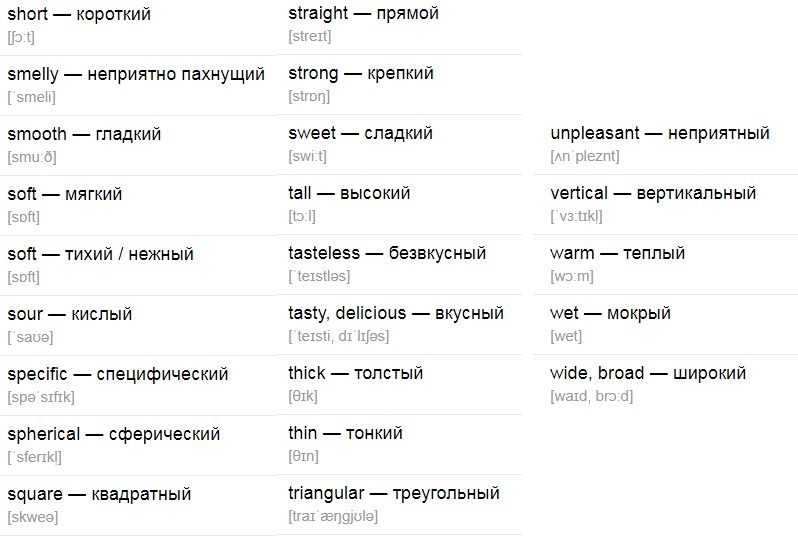 Прилагательные (список № 3)