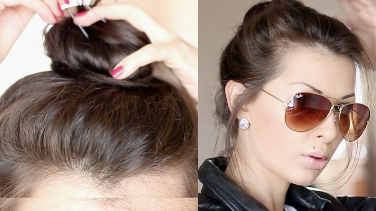 Вот таким нехитрым образом делается высокий пучок на короткие волосы