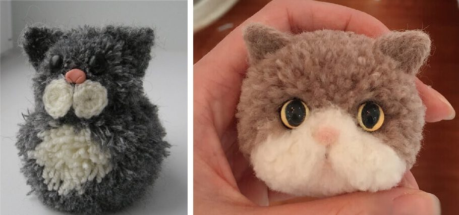 Котик из помпонов