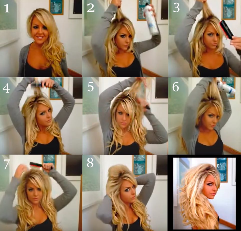 Эффектный густой начес на длинные волосы