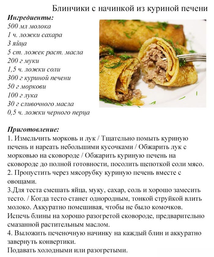 Блинчики с начинкой из куриной печени