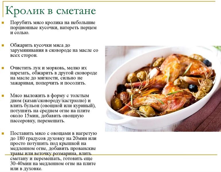 Рецепт кролика в сметане