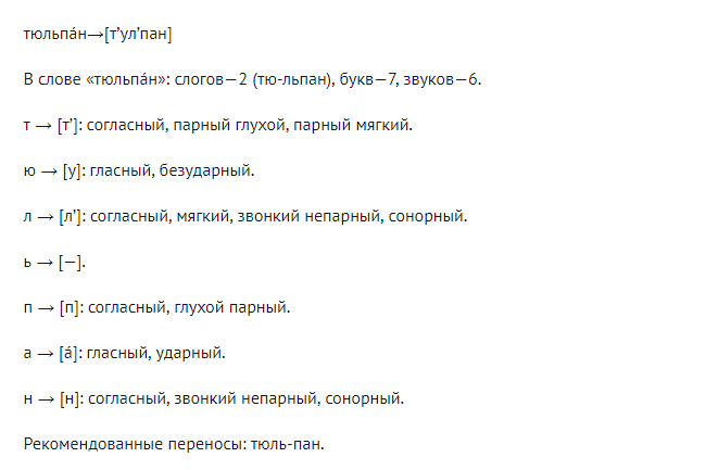 Оформление фонетического разбора слова