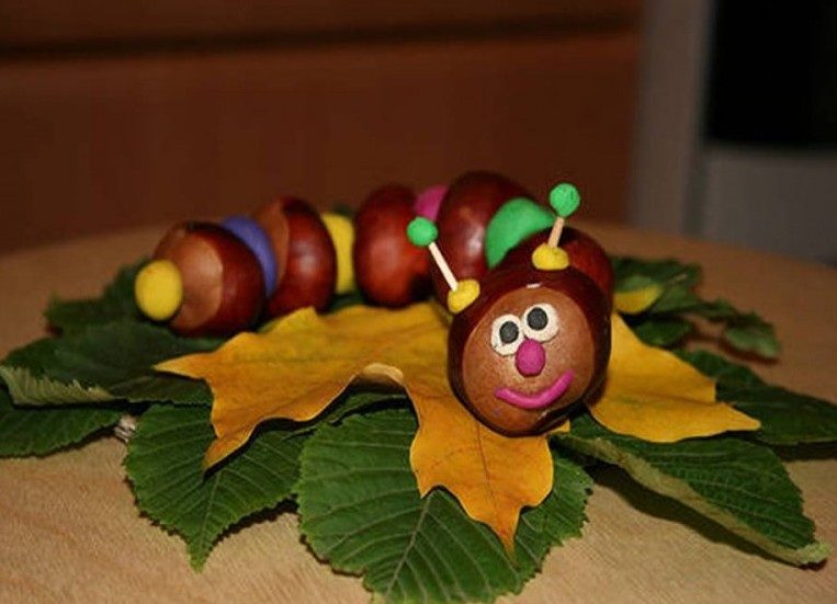 Гусеница из каштанов
