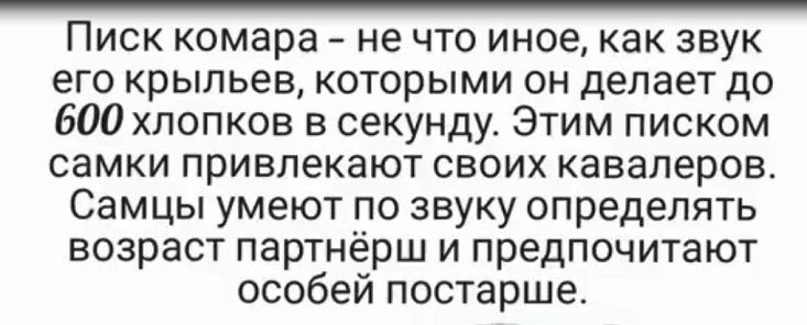 Интересные факты о комарах