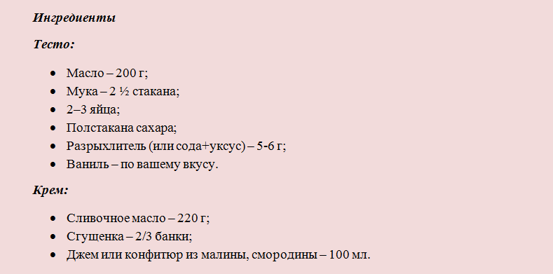 Продукты, необходимые для выпекания торта 4 для девочки