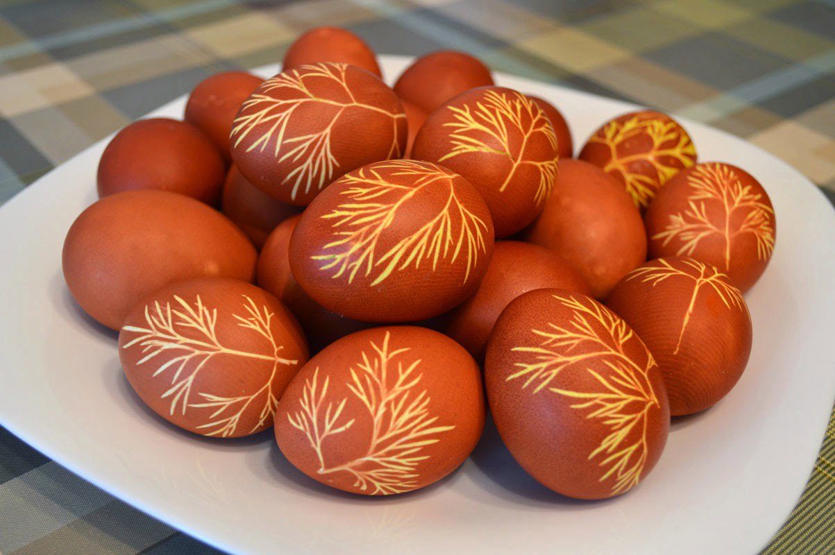 Крашенки с листками укропа