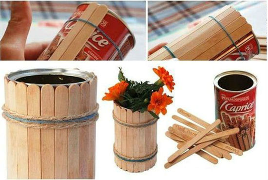 Вазочка из палочек для мороженного