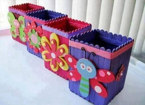Карандашницы из палочек для мороженного