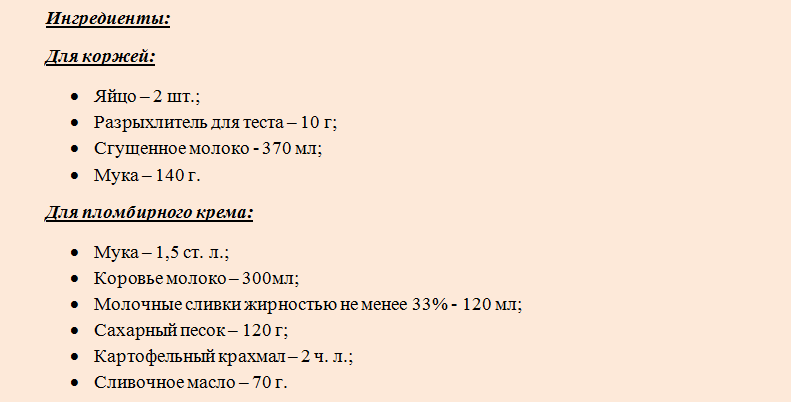 Продукты для приготовления milchmadchen