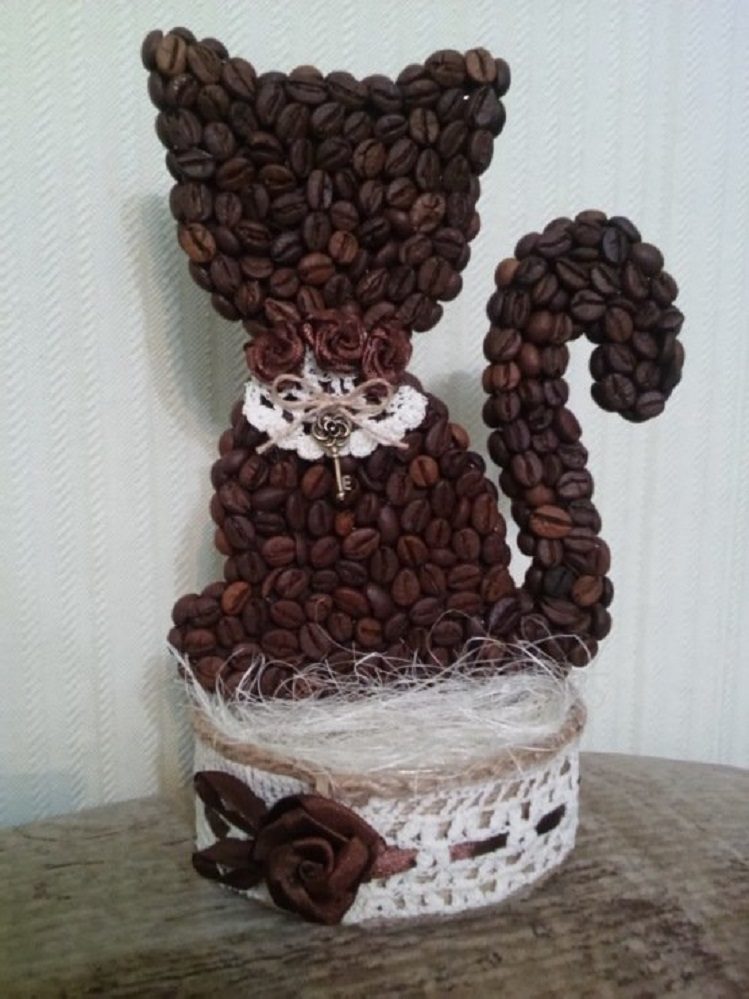 Котик из кофейных зерен