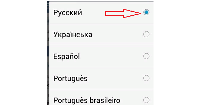 Поставьте отметку напротив нужного языка