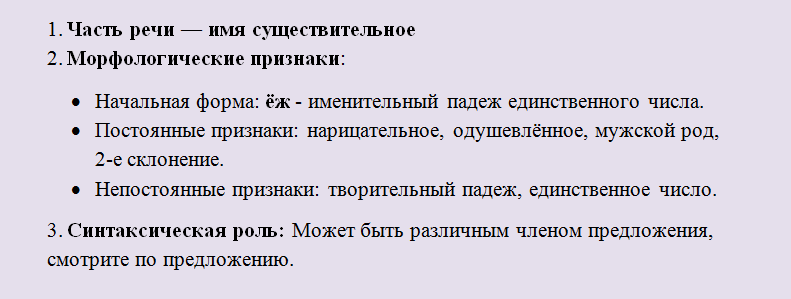 Морфология слова ежом