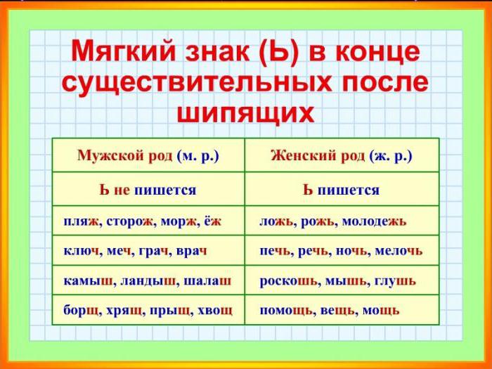 Мягкий знак после шипящих