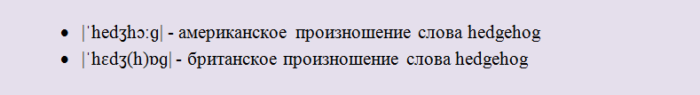 Транскрипция слова «еж» на английском языке