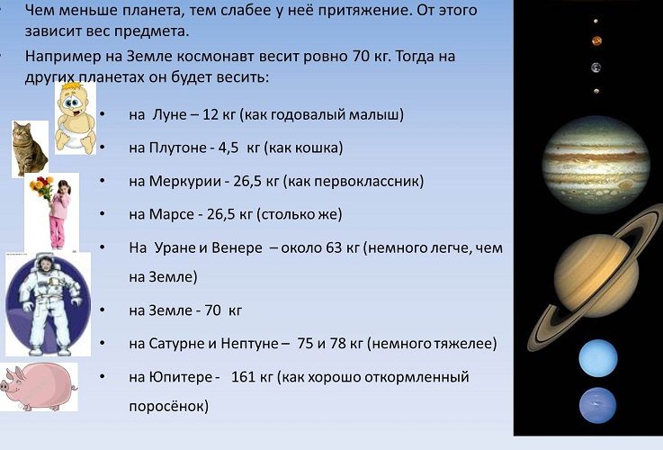 Вот таак нас вес зависит от силя тяжести