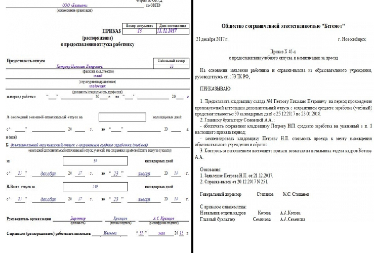 Распоряжение по форме т-6 и в произвольном варианте