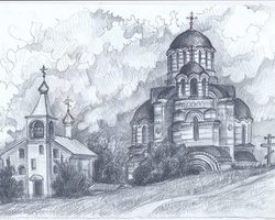 Как нарисовать старинную церковь, храм, собор карандашом поэтапно?