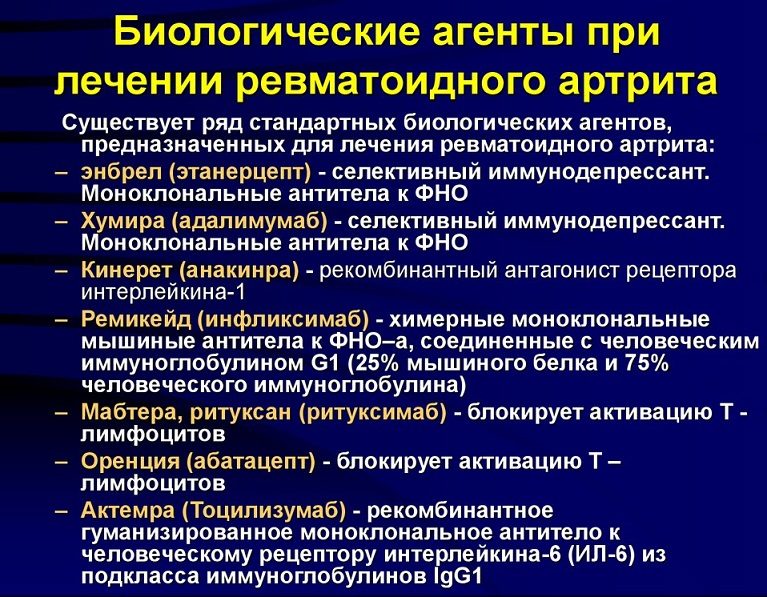 Биологические агенты при лечении ревматоидного артрита