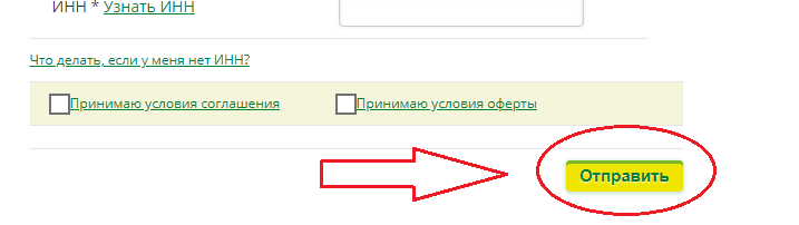 Введите инн и нажмите «отправить»
