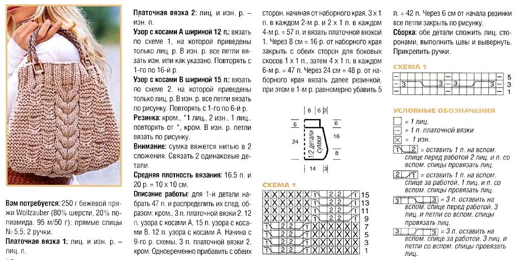 Схема вязания сумки