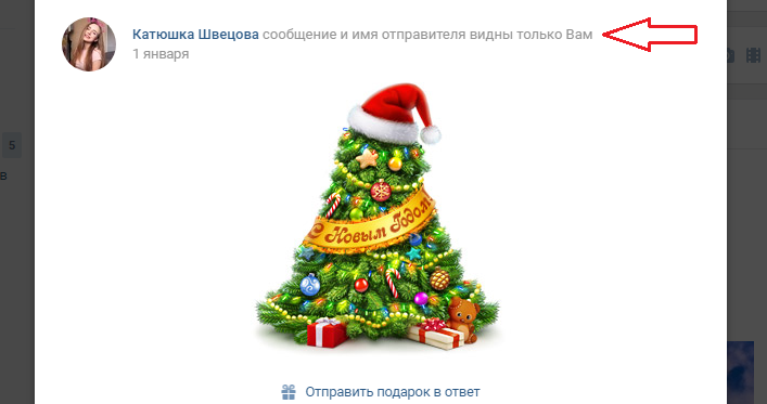 Сообщение и имя отправителя видны только вам - это лично для вас