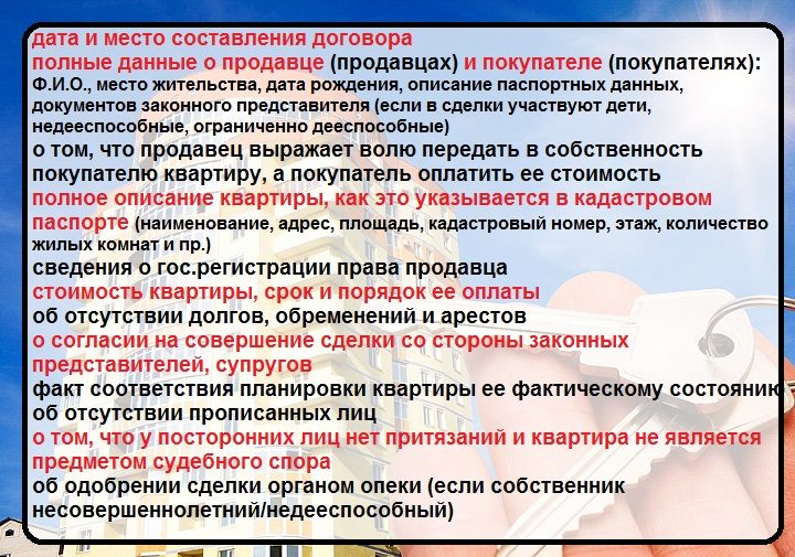 Сведения, которые необходимо обязательно указать в договоре