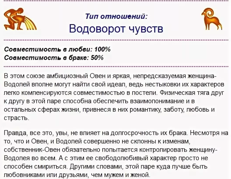 Мужчина-овен и женщина-водолей: совместимость