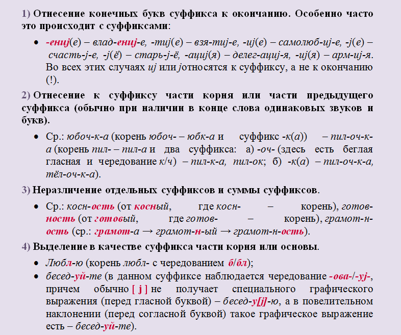Типичные ошибки при использовании суффиксов