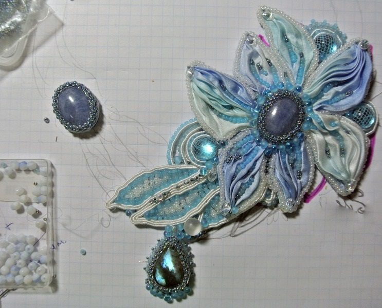 Еще один обработанный кабошон для ожерелья-шибори