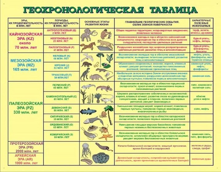 Геохронологическая таблица земли и ее эры