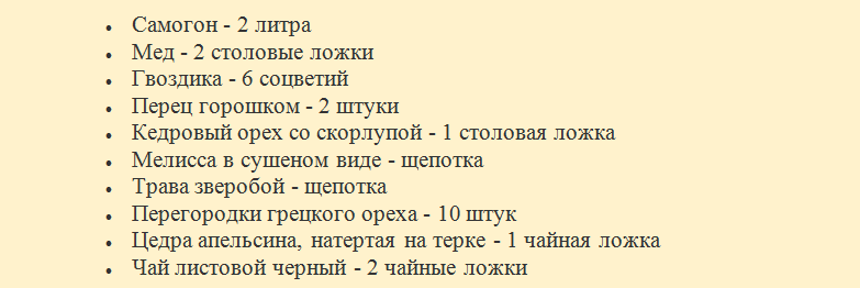Составляющие ингредиенты для «коньяка»